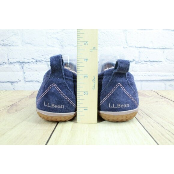LL Bean Purple Suede Slip-On Fleece Lined Mountain Moccasin Slippers Size 10 M - Picture 6 of 9